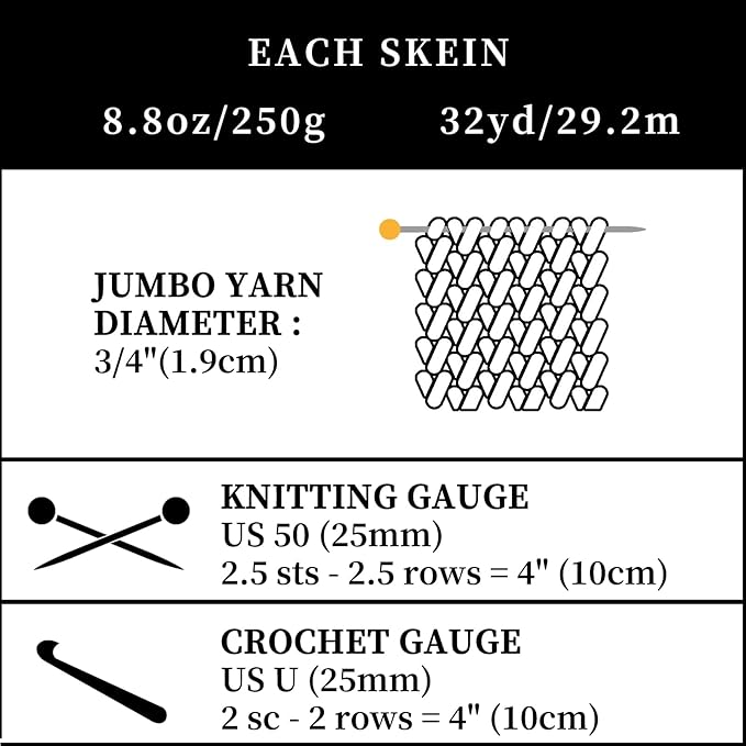 SUNTQ 8 Pack Jumbo Chunky Chenille Yarn for Crocheting, Bulky Thick Fluffy Yarn for Hand Knitting Blanket, Soft Plush Knitting Yarn for Cushions, Pet Bed,Home Decor, Ivory(32 yds,8.8 oz Each Skein)