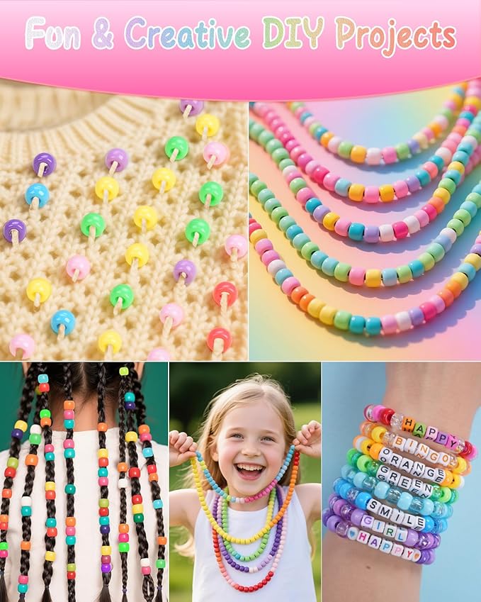 BestNow Bracelet Making Kit with Pony Beads, 48 Colors Kandi Beads 4000PCS, Letter Beads Jewelry Supplies for DIY Friendship Bracelets & Necklaces, Arts and Crafts Gift for Kids, Teens & Adults