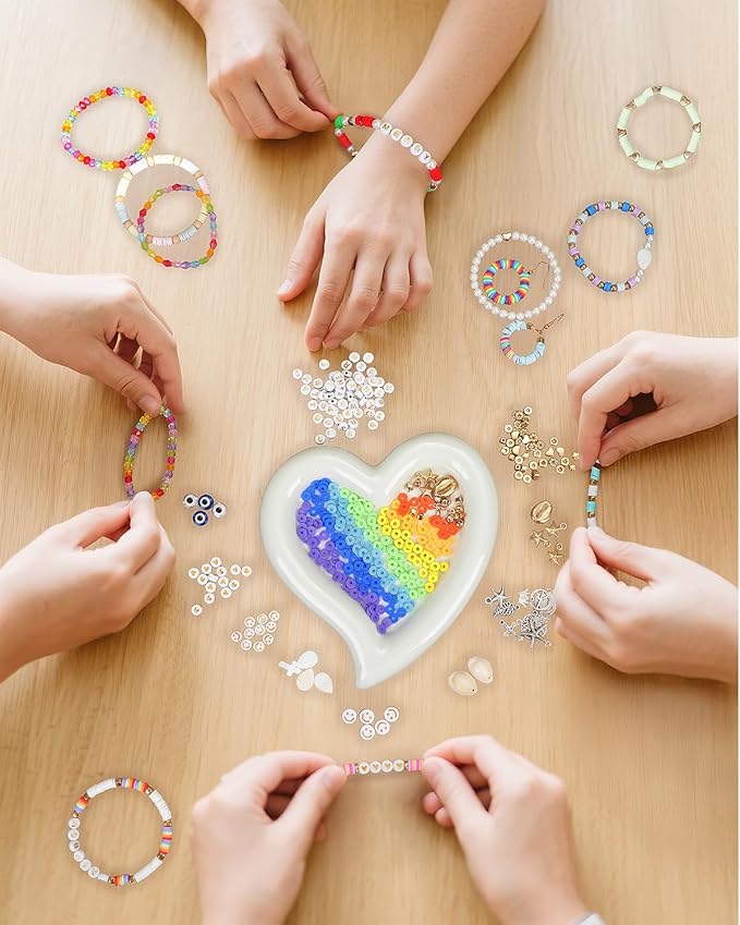 LovelyMoon Clay Beads Bracelet Making Kit 3 Box 48 Colors Friendship Bracelet Kit with Flat Beads Jewelry Making Kit with Charms for Adults Arts and Crafts DIY Gifts for Women Girls Teens