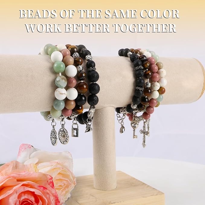 Tunmiok Natural Beads for Bracelets for Jewelry Bracelet Making kit for Adults with Spacer Beads & Bracelet Charms and Natural Stone for Jewelry Making & DIY Bracelet, Necklace, Earring Set Supplies