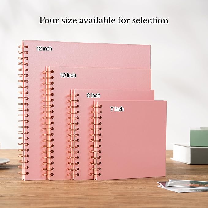 potricher 8 x 8 Inch DIY Scrapbook Album 40 Pages Hardcover Kraft Paper Scrap Book Photo Albums Memory Book for Wedding and Anniversary Family (Pink, 8 Inch)