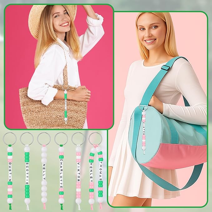 Landical 564 Pcs Golf Keychain Making Kit DIY Basketball Bead Keychain Set Craft Adjustable Sport Letter Bead Sport Theme Party Favor Gift Backpack Accessories Holiday Decoration(Pale Color)
