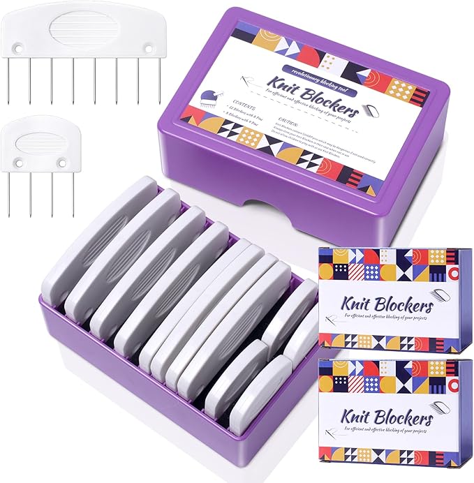 Opstin 2 Boxes Knit Blocking Pins Kit for Knitting & Crochet Projects, Knit Blockers, Blocking Combs,Knitting Block Pins for Blocking Mats, Crochet Blocking Pin