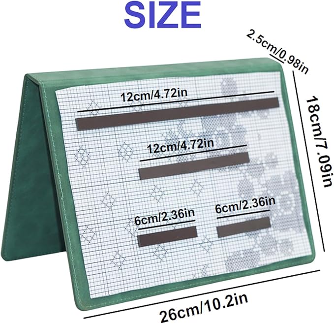 Cowenhey Knitting Pattern Holder with Pocket, Knitting Chart Holder with 4 Replacement Magnets, Holder Foldable Knitting Chart Keeper for Fixed Crochet Pattern on Knitting Pattern (Green)
