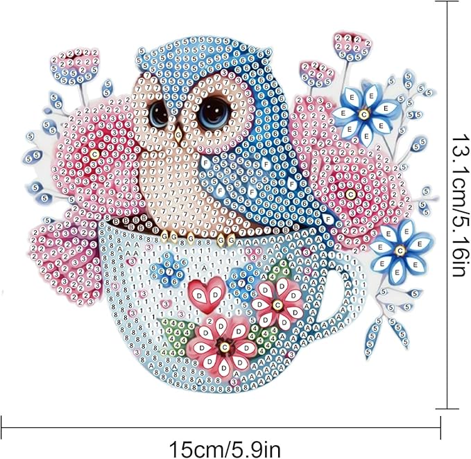MVVMTOP 6x5inch Diamond Painting Kits Hanging Pendant DIY Owl Wreath Ornaments Shaped Diamond, HGJ099
