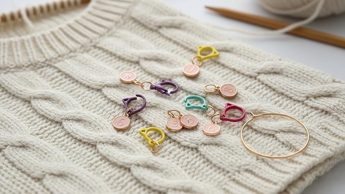 Blingcute Numbered Cat Stitch Markers for Crocheting and Knitting - Set of 10 Cute Enamel Progress Keepers (0-9) - Snag Free Metal Crochet Markers Pink