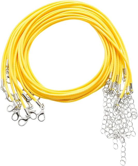 10 Pcs 2.0mm Leather Necklace Cords with Clasp,Waxed Cords,Necklace Ropes for Pendants and Jewelry Making(Light Yellow)