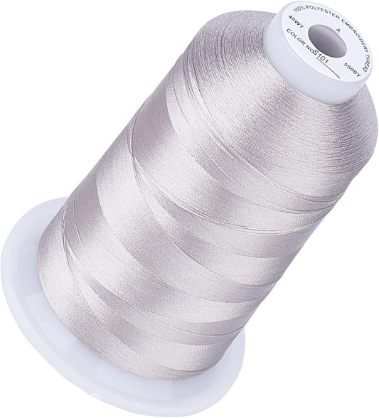 Simthread 5500Yds Embroidery Thread, 5000M High-Yardage 40WT 100% Polyester Thread – 170+ Vivid Colors, High-Speed Rated – Compatible with Brother, Singer, Janome & More - Steel Gray S101