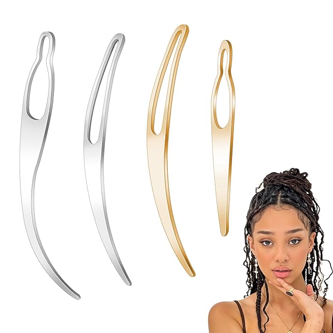 4pcs Sisterlock Retighten Tool for Locs,Metal Crochet Hook Hair Extensions Tool for Hair Repair Dreadlock Tightening