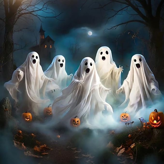 Yezavesu Halloween Diamond Art Kits for Adults, Ghost Diamond Painting Kit for Beginners, Pumpkin 5D DIY Round Full Drill Painting with Gem Art Craft Kits for Home Wall Decor 14x14 Inch