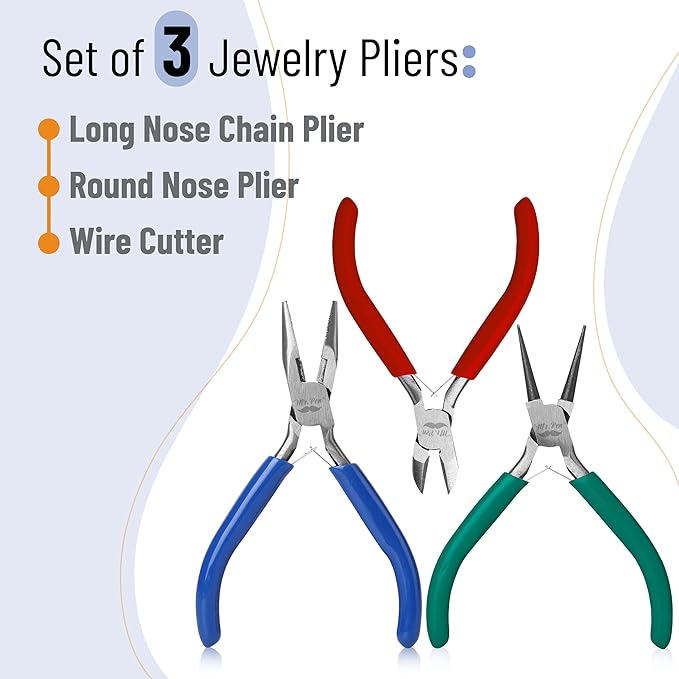 Mr. Pen- Jewelry Pliers, 3 Pack, Jewelry Making kit, Mini Pliers for Jewelry Making, Wire Cutters for Jewelry Making