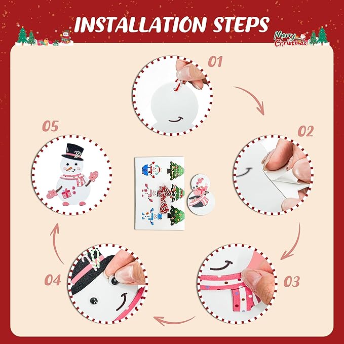 28°C 27 Sets Christmas Crafts Winter Arts and Crafts DIY Christmas Trees Snowmen Santa Claus Christmas Foam Stickers Tree Ornaments for Home Classroom Activities Party Favors Supplies