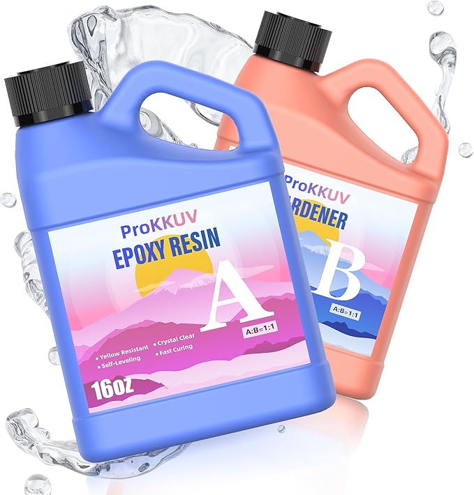 Epoxy Resin Kit, 32OZ Crystal Clear Resin Epoxy, Bubble Free, No Yellowing, UV Resistant, Food Safe, Easy Mix 1:1 for DIY Crafts Resin Jewelry Making(16OZ x 2)