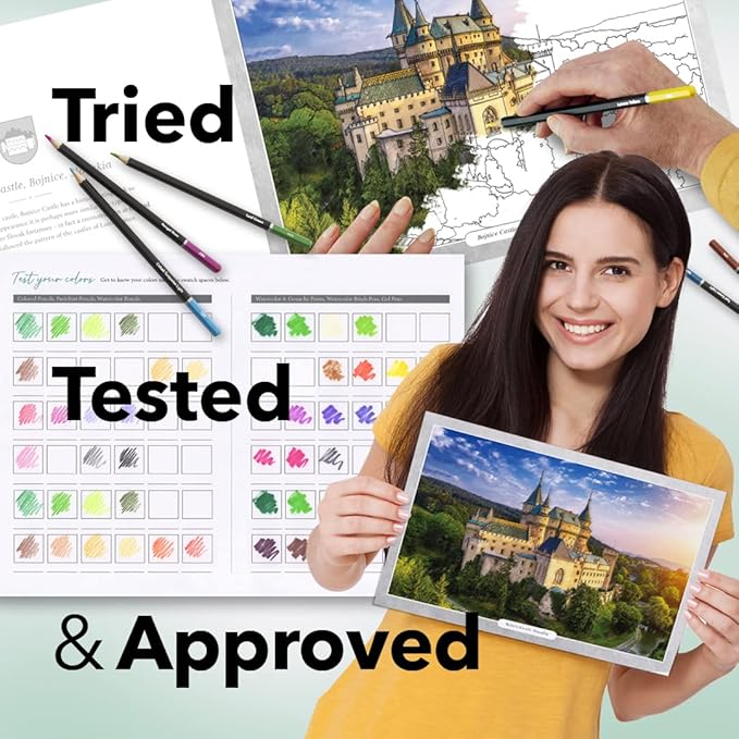 Castle Arts Castles Colouring Book | 36 Stunning Castles Curated by in-House Artists to Focus The Mind | with Colour Reference Guide | No Show-Through Artist Grade Paper | Frameable Landscape A4 Size