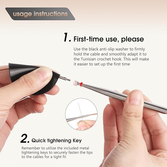 Tunisian Crochet Hooks Set Aluminum Metal Interchangeable Crochet Hook with Cable 3mm-10mm Ergonomic Crochet Hooks for Arthritic Hands 26Pic (Umber)