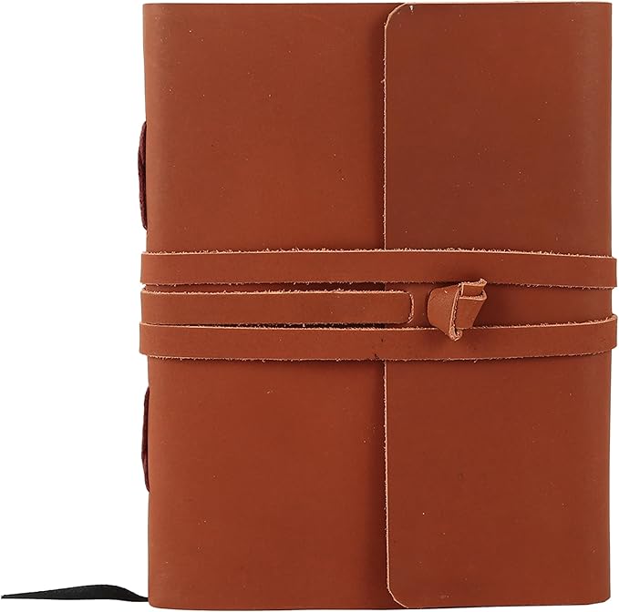KomalC Handmade Leather Journal | Writing Notebook Diary | Bound Daily Notepad For Men & Women Unlined Paper Medium, Writing Pad for Artist, Sketch