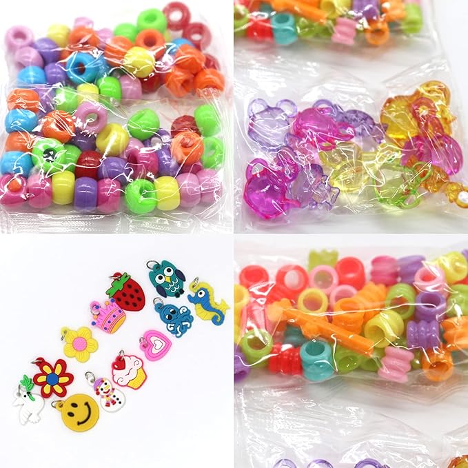 Salome Idea Rubber Bands 10,000pcs Loom Bands Barcelet Making Kit, 500pcs S-Clips,175pcs Colorful Beads, 24pcs Small Pendants in 1 Transparent Box (Color Set-A)