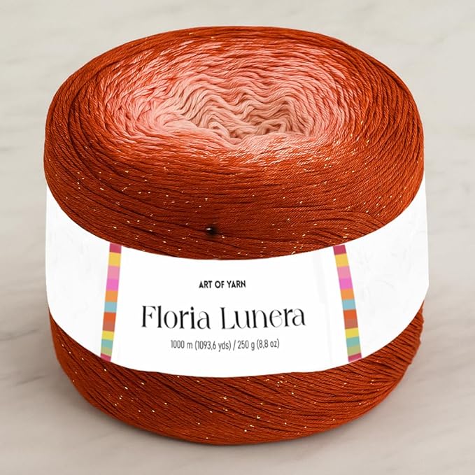 Floria Lunera Cotton Yarn 55% Cotton 45% Acrylic 250g 1093 Yards Multicolor Rainbow Crochet Yarn Handknit Cake Soft Variegated Yarn for Spring Summer Projects Blankets Scarves-93288