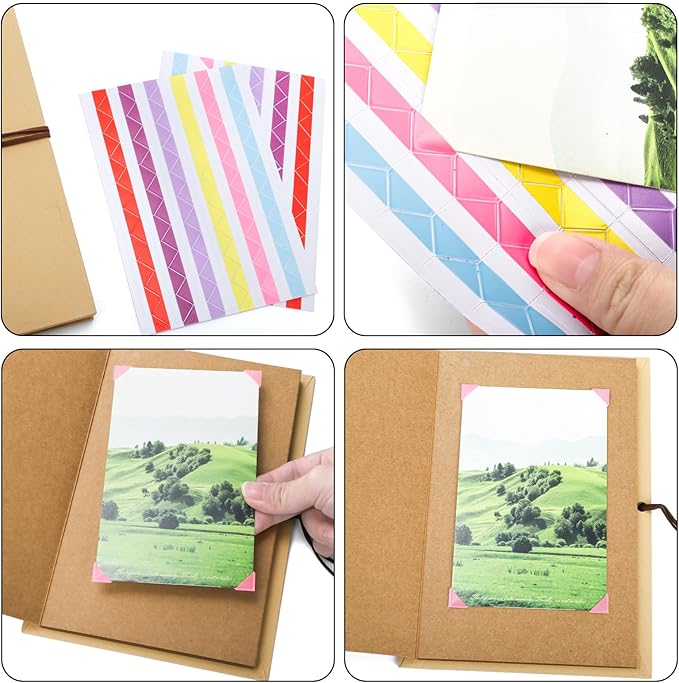 Hacaroa 4 Pack 6 x 8 Inches Accordion Scrapbook Brown Pages, Hardcover Kraft Paper Photo Albums, Stretchable Folding DIY Handmade Adventure Book Gift for Anniversary, Monther's Day, Graduation