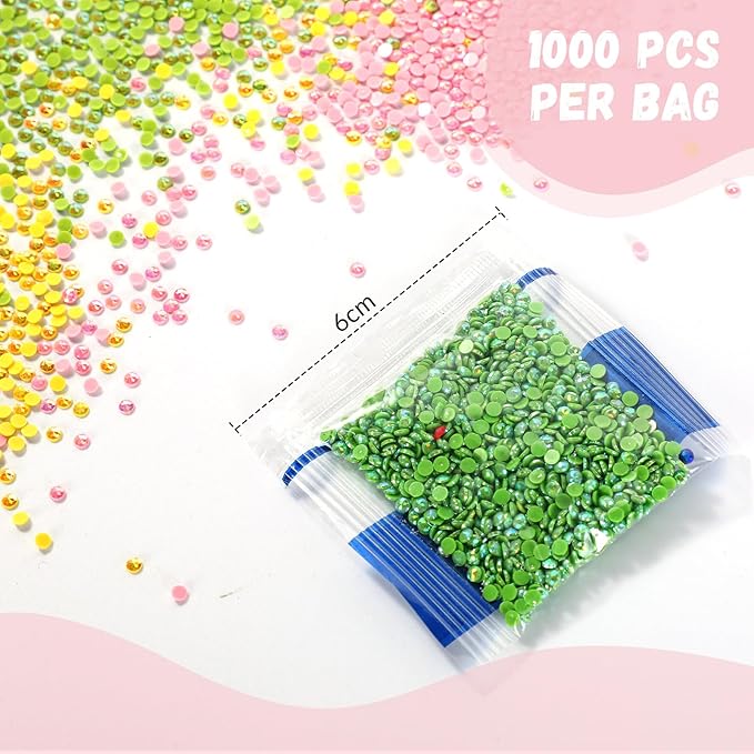 60000 Pcs 60 Color Rhinestones Diamond Painting Beads Flat Bottom Round Resin Beads Art Replacement Diamonds for DIY Craft Diamond Painting Accessories(Novel Color)