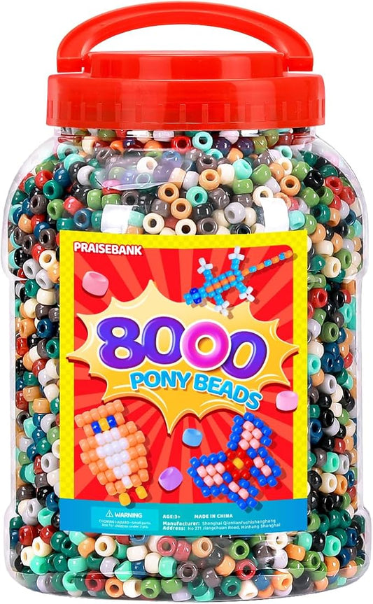 praisebank pony beads, 8000pcs 6x9mm, wholesale beads, bracelets jewelry making, arts & crafts(earth-tone)