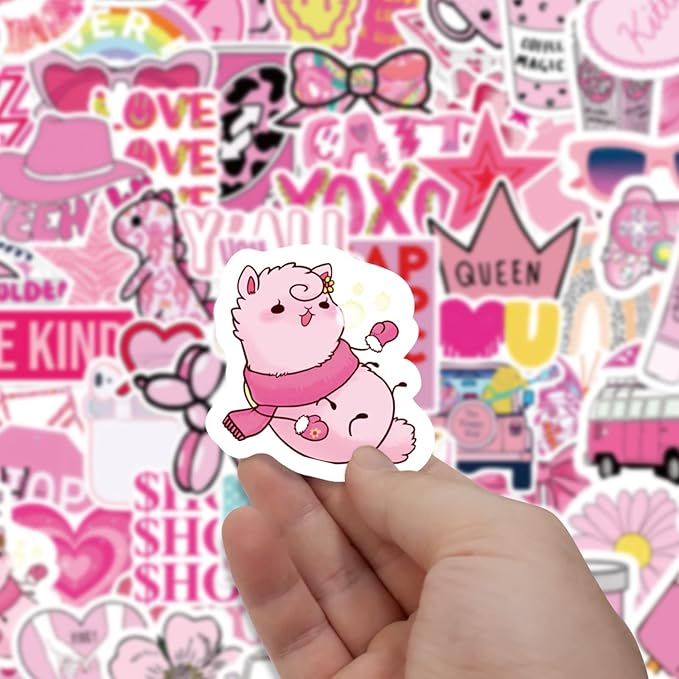 102 pcs preppy stickers vinyl aesthetic waterproof stickers adorable decor supplies pink party suitable for mobile phone computer skateboard water bottle suitcase car etc