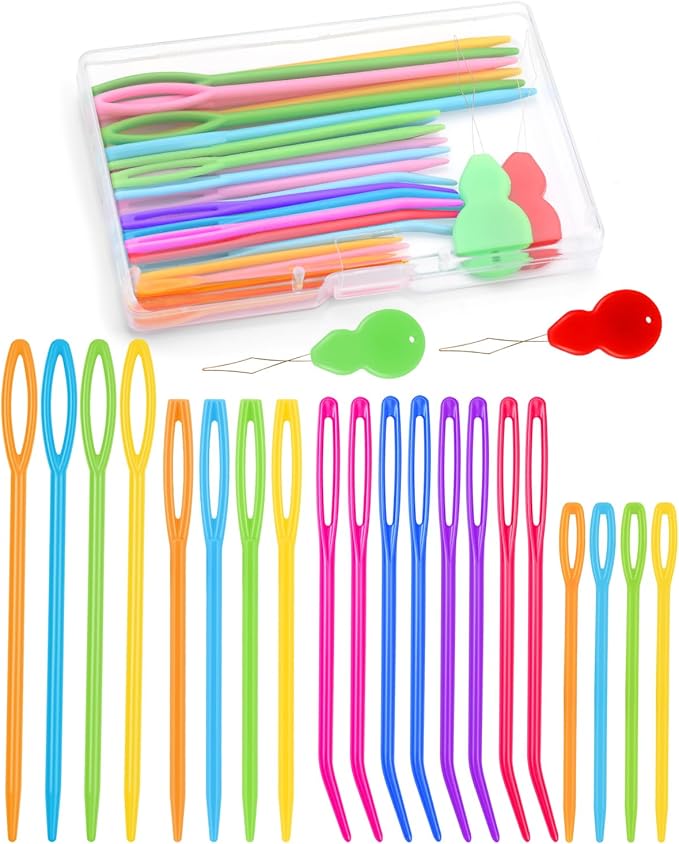 Bupete 25 Pcs Yarn Needles Set, Tapestry Needle, Crochet Needle for Yarn, Darning Needle Plastic Needles for Yarn, Weaving Needles, Large Eye Blunt Knitting Needles for Sewing, Knitting, Crochet