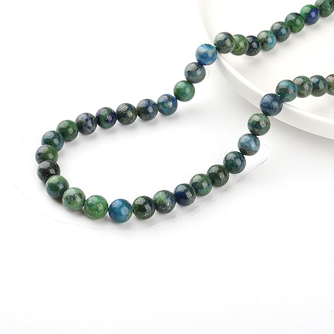 Natural Stone Beads Gemstone Beads for Jewelry Making - Crystal Beads for Bracelets, 8mm Jasper Beads Round Loose Beads(44-47pcs, 8mm, Chrysocolla)