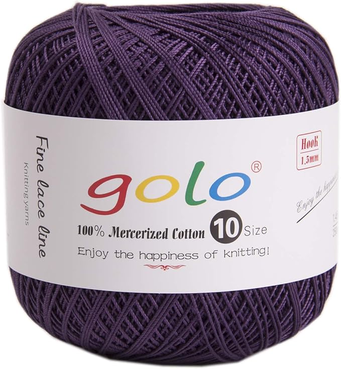 golo Crochet Thread Yarns for Begingers Size 10 Deep Purple Yarn 676