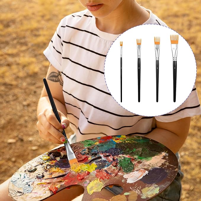 4Pcs Comb Artist Brush Set, Professional Artist Paintbrushes for Acrylic Painting, Paint Brush for Acrylic, Oil and Watercolor