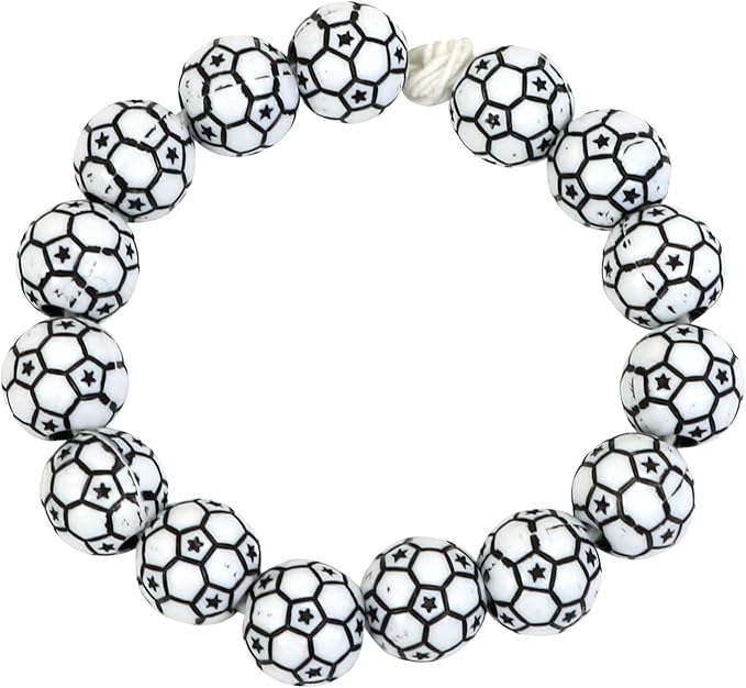 Iconikal 240-Count Acrylic Beads, 12mm Round Plastic Craft Beads for Bracelets, Necklaces, Keychains & Lanyards (Soccer Balls)