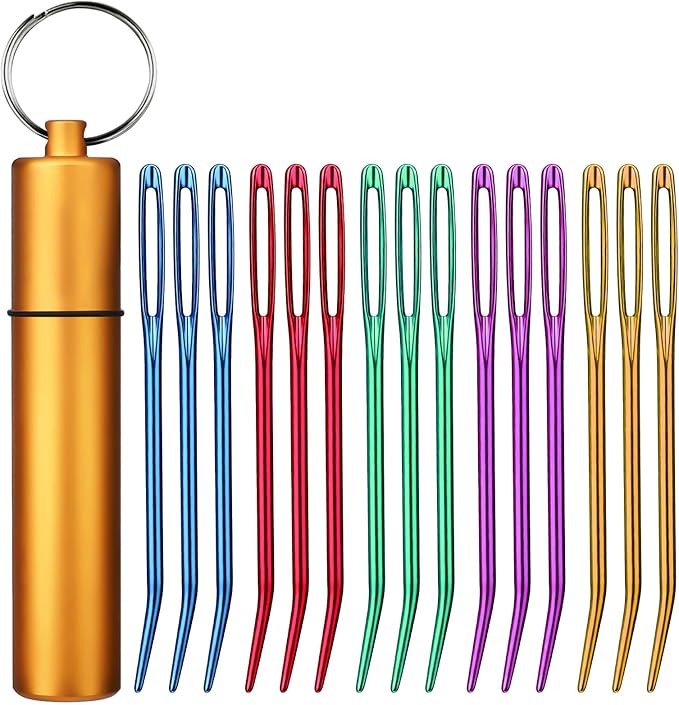 UzecPk 15Pcs Yarn Needles, Tapestry Needle Darning Needle Large Eye for Crochet, Darning Needles for Crochet Accessories with Aluminum Storage Tube
