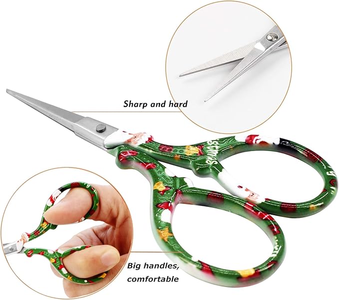 Small Embroidery Scissors 3.6Inch Stainless Steel Scissors with Leather Scissor Cover Little Straight Stainless Steel Pointed Tip Shears for Thread Cutting Artwork Needlework