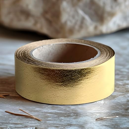 Gold washi Tape for Wall Decor Decorative Tape Crafts Washy-Tape Mirror Tape Self Adhesive Masking Tape (0.59in x33FT,Gold,2 Rolls)
