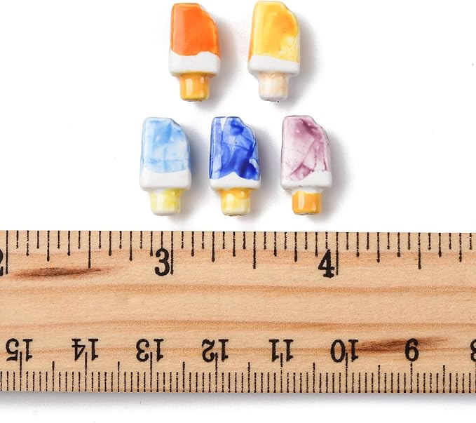 10Pcs Porcelain Ceramic Ice Cream Shapes Beads, 5 Colors Cute Food Shapes Porcelain Loose Spacer Beads for DIY Necklaces Bracelets Crafts Supplies Jewelry Accessories