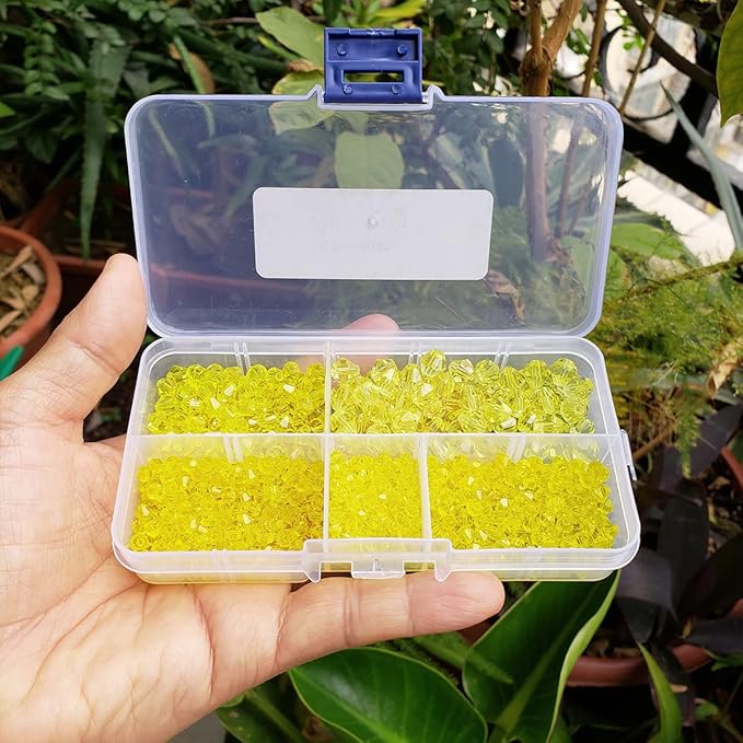Yellow Bicone Glass Beads for Jewelry Making, Faceted Crytal Spacer Beads for Bracelet Necklace Earring (3mm 4mm 6mm 8mm Mixed Sizes, 1040pcs)
