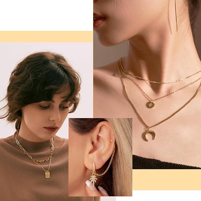 18k Gold Necklace Chains for Jewelry Making, 39.3 Feet 6 Rolls Bracelet Chains for DIY,6.5Feet Each Style, Gold Chain with Jump Rings/Lobster Clasps/Connectors