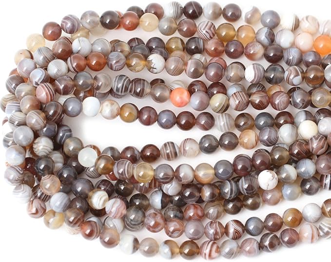 45PCS 8mm Natural Botswana Sardonyx Agate Gemstone Round Loose Beads for DIY Jewelry Making 1 Strand 15"