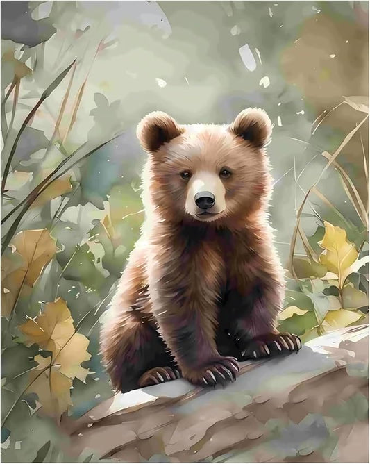 xcemhil Bear Paint by Numbers Kit for Adults, Paint by Number Animals, Bear Paint by Numbers Kit for Adults Beginner for Gift and Home Wall Decor 16x20 Inch