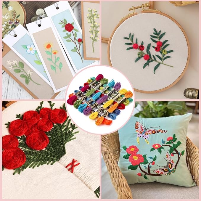 12 Skeins Colorful Embroidery Thread Variegated Floss 6 Strands Rainbow Cross Stitch Friendship Bracelet String Polyester Threads for Jewelry Making Sewing Bracelet Knit Stitching Crafts Diy