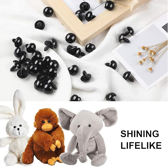 UPINS 120PCS Plastic Safety Crochet Eyes Bulk with 120PCS Washers for Crochet Crafts (6mm,8mm,10mm)