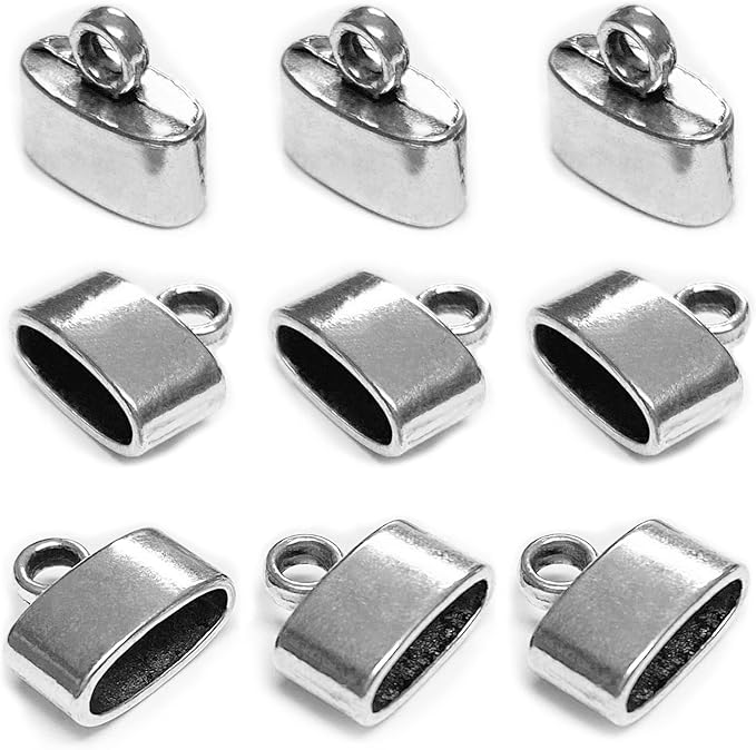 Flat Leather Cord End Caps 50 pcs Round Tassel End Caps Barrel End Caps Bracelet Making Supplies Leather Bracelet Making Kit Silver Cord End Cap Kumihimo Kit