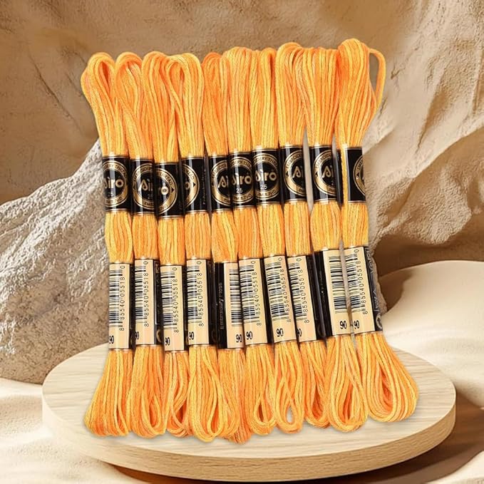 10 Skeins 87.5 Yards 6 Ply Variegated Gold Cross Stitch Floss Segment Dyed Embroidery Thread Gradient Friendship Bracelet String Yarn Bulk for Sewing Making Jewelry Needlecraft Knitting DIY