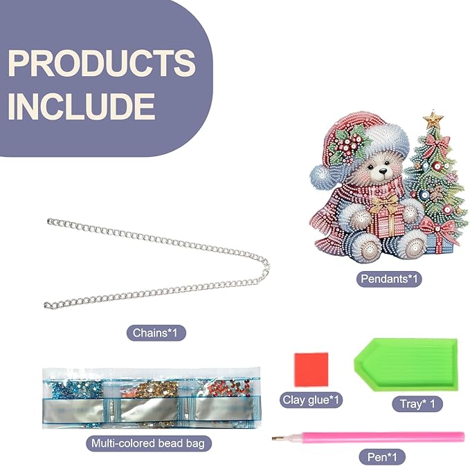 TDFERAN DIY 5D Diamond Painting Kits Hanging Sign 12x20cm Christmas Wall Art Sign Diamond Art Suncatcher Window Hanging Ornament Window Pendants Home Garden Wall Door Paint with Diamonds Wreath Bear