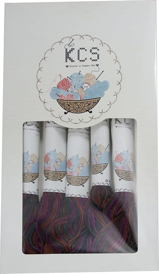 KCS Big skeins of 25 Meters Size 25 Color Variegated Cross Stitch Stranded Threads,6 skeins,4522