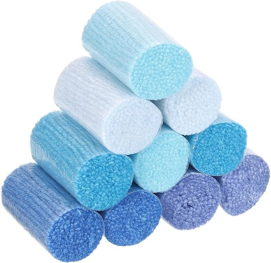 Patikil 10 Rolls Latch Hook Kit, Precut Yarn for Latch Hook Rugs, Crochet, Adults Beginners, Blue Tone