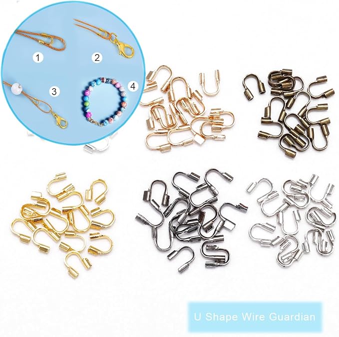 1400 Pieces Brass Tube Crimp Beads Wire Guardians Crimp Bead Knot Covers Bead Tips Knot Covers for DIY Bracelets Necklaces Jewelry Making Crafts Supplies(Gun Black)