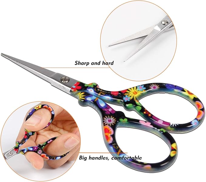 Sewing scissors sharp Embroidery Crafting Threading Scissors with Leather Scissors Cover for Needlework Craft Art Work Manual Handicraft DIY Tool