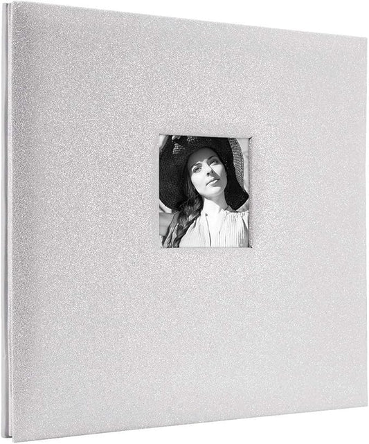 MCS Expandable 10-Page Glitter Scrapbook Album with Photo Opening Cover and 12 x 12 Inch Pages, 13.5 x 12.5 Inch, Off White
