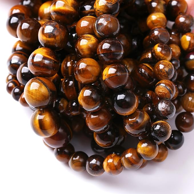 8mm 45pcs Natural Iron Yellow Tiger Eye Stone Beads for Jewelry Making Healing Energy Beads DIY Bracelet Necklace (8mm, Iron Yellow Tiger Eye Stone)
